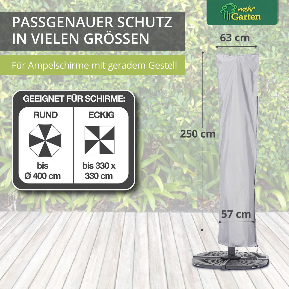SCHUTZHÜLLE für Ampelschirm Gestell gerade SHP-60158 - Grau, Kunststoff (66/275/275cm) - mehr Garten