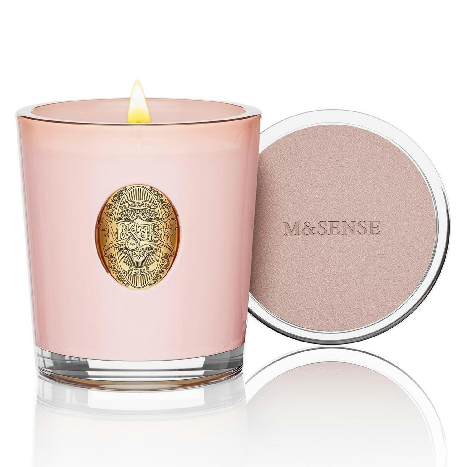 DUFTKERZE Kokosnuss-Limette-Aprikose 290g Sojawachs 55 Stunden Brenndauer - Rosa, Paraffin (10cm)