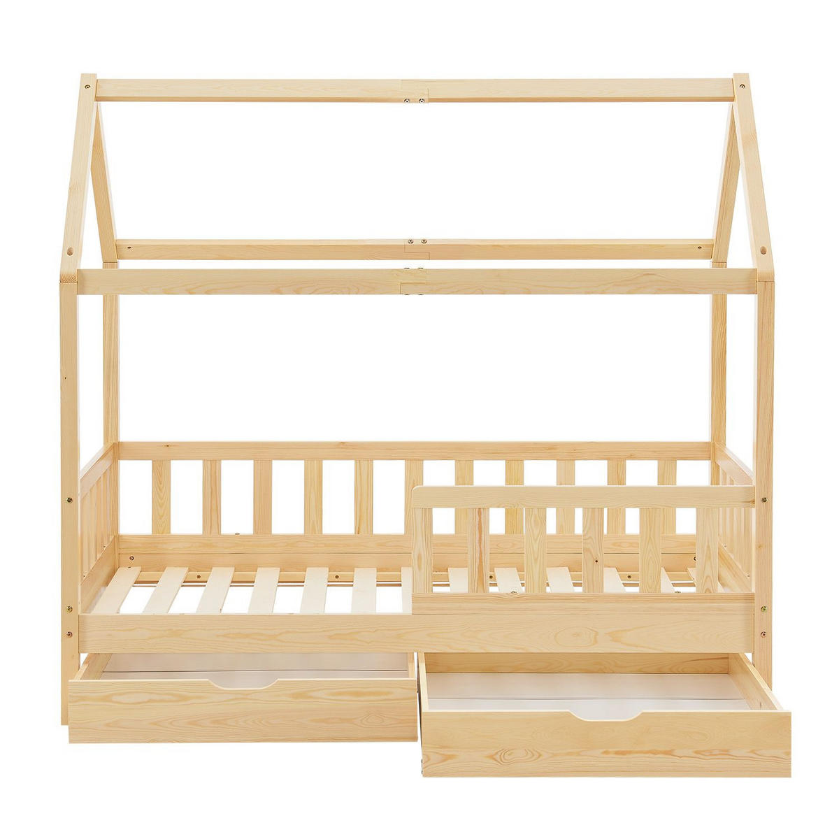 KINDERBETT Marli natur 90x200 cm mit Bettkasten - Naturfarben, Holz (90/200cm) - Juskys