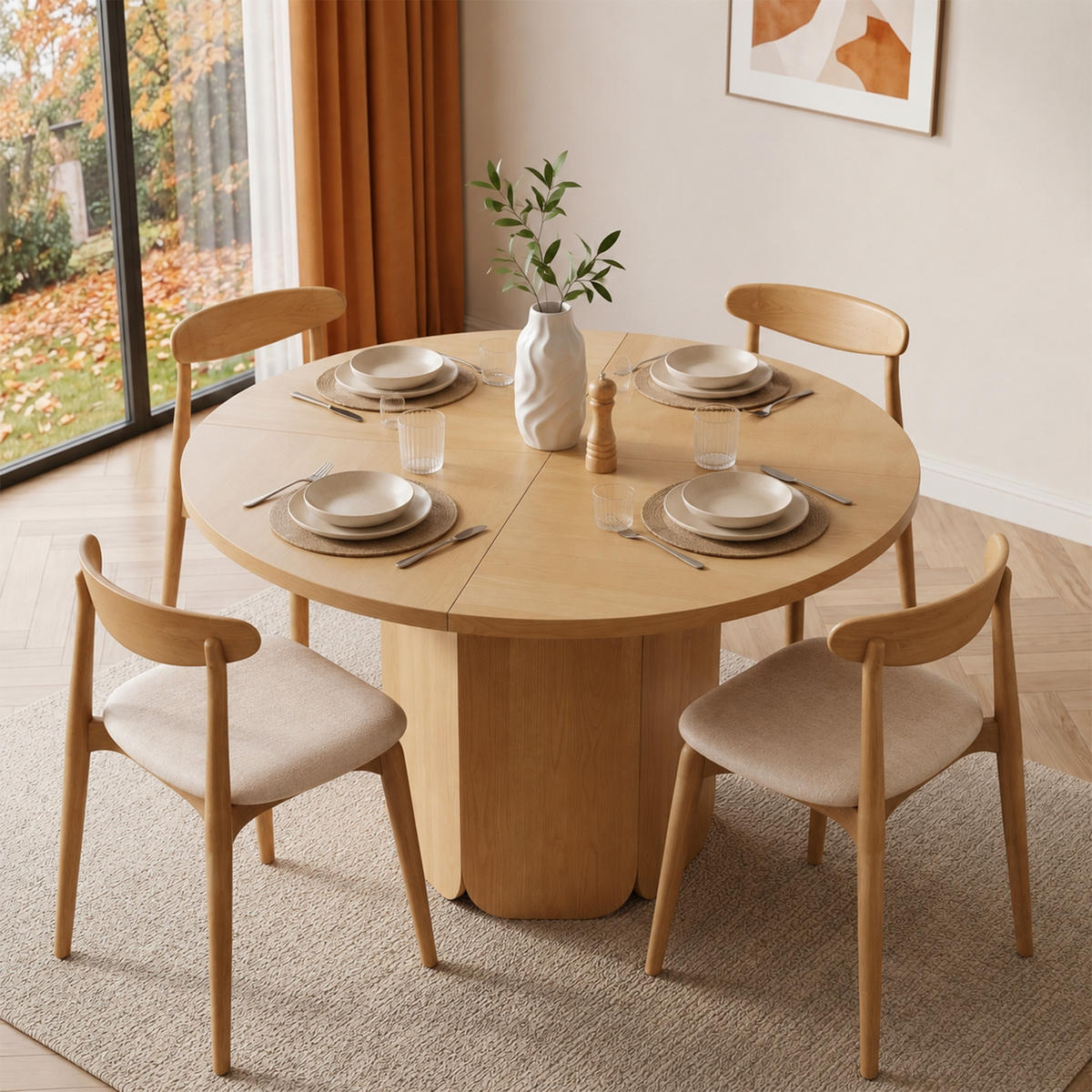 ESSTISCH rund 120 cm skandinavischer Stil DE-39838 Eichenfarbe - Eichefarben, Holzwerkstoff (120/120/75cm) - ComfortXL