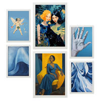 POSTER Set Mit 6 Beruhige Blues In Vielseitiger Stil A3 & A4 Weißer Rahmen - Weiß, Papier (29/3cm) - Nacnic