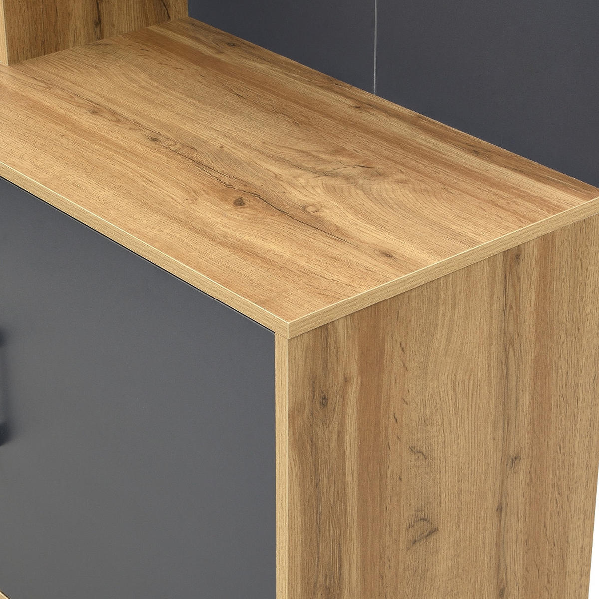 KÜCHENSCHRANK MIT SCHUHFACH UND HAKEN Holz/Schwarz Industrie-Look 100/190,5/40 cm - Naturfarben, Kunststoff (40/190.05/100cm) - Rolipo
