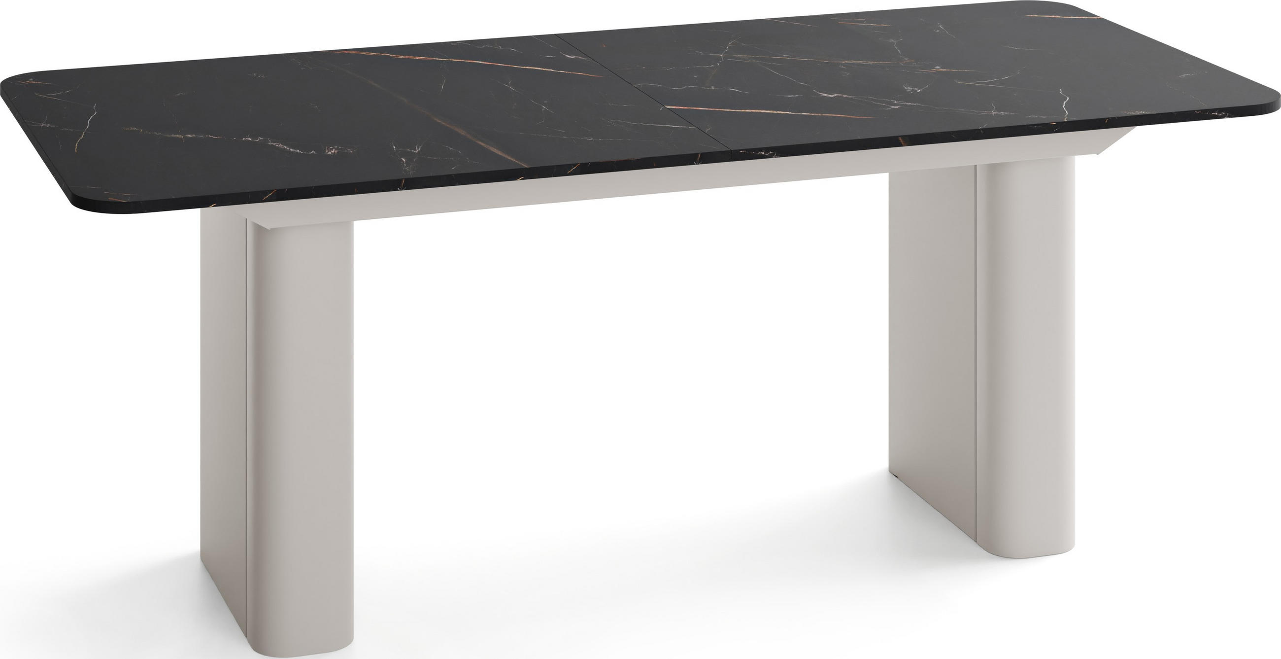ESSTISCH Riven rechteckig ausziehbar verlängerbar mit Butterfly-Auszug, Schwarz Marmor Kupfer 180-276/90/76 cm - Kaschmir/Braun, Holzwerkstoff/Metall (90/276/76cm) - WFL GROUP