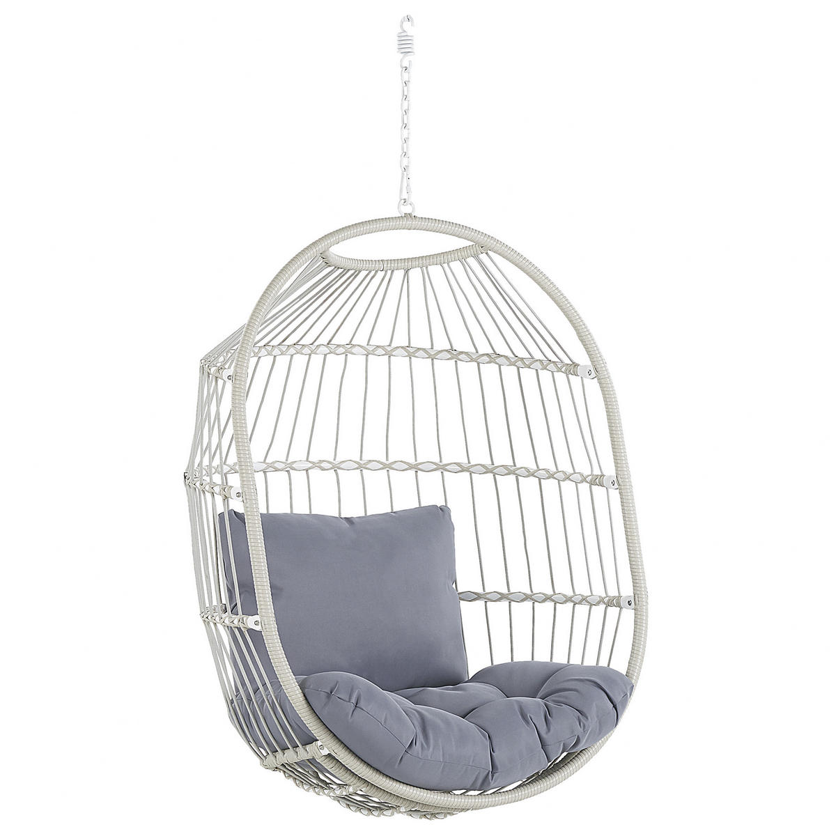 HÄNGESESSEL mit Gestell PE Rattan/Flechtseil weiß 102 cm Alba - Weiß, Kunststoff (102/200/102cm) - Beliani