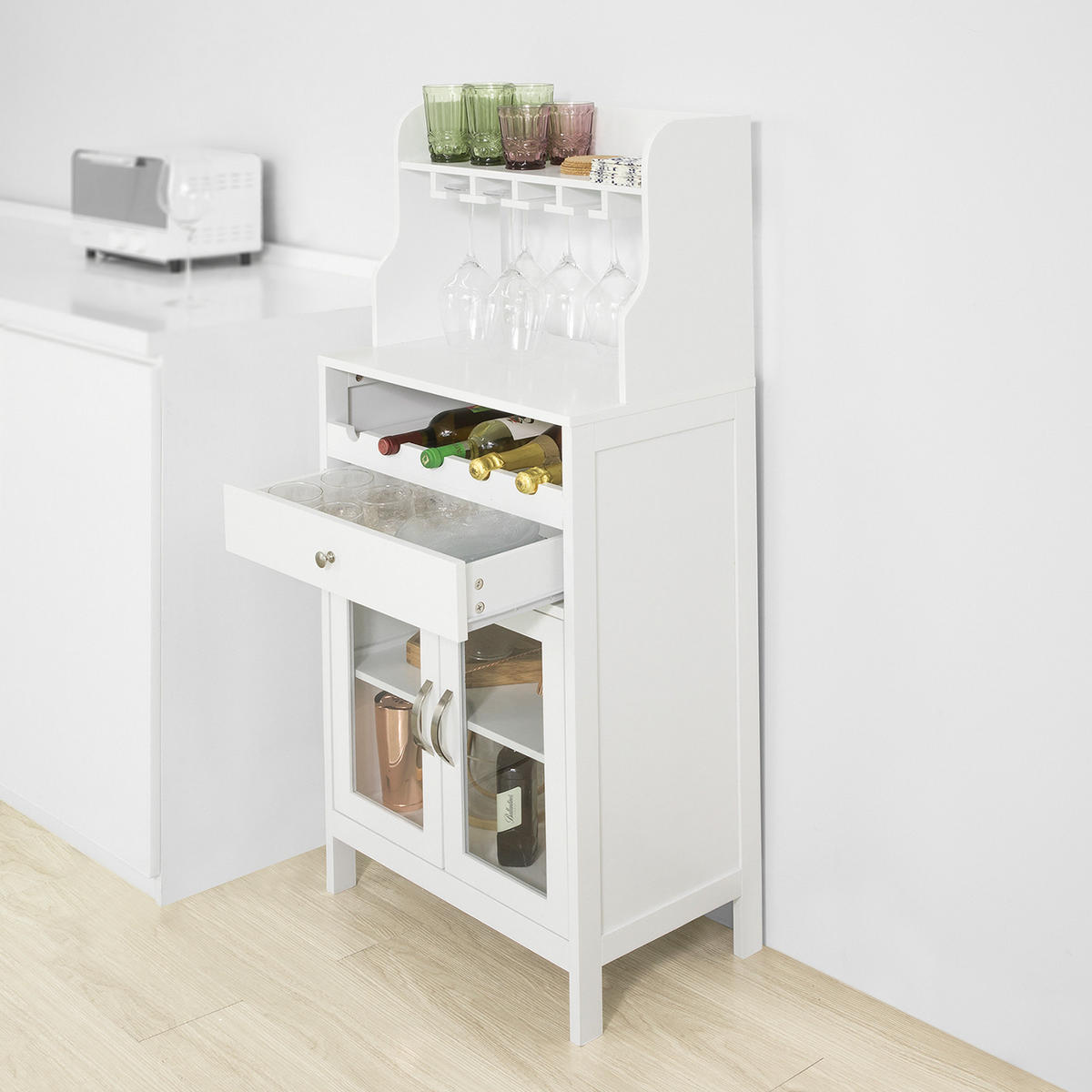 BARSCHRANK Weiß - Weiß, Holzwerkstoff (56/128/35cm) - SoBuy