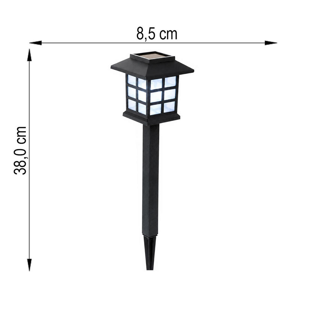LED SOLARLEUCHTE Schwarz Laterne - Schwarz, Kunststoff (8.5/8.5/38cm)