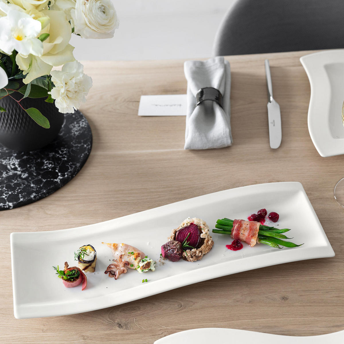 ANTIPASTITELLER NewWave weiß 42 x 15 cm 4er Set - Weiß, Keramik (15/3.7/42cm) - Villeroy & Boch