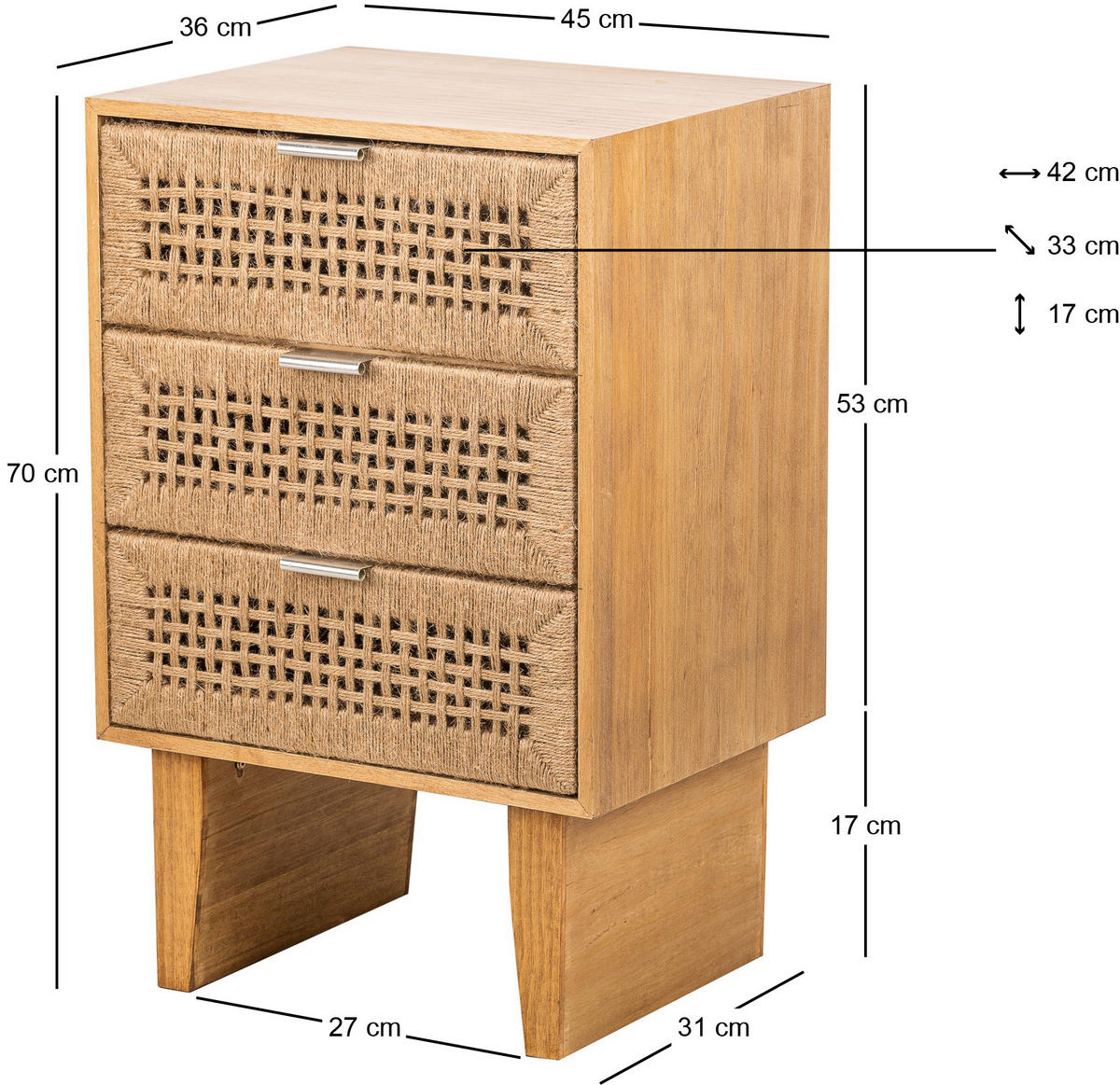 KOMMODE Rechteckig Braun 75 x 35 x 78 cm - Braun, Holz (75/78/35cm) - Nordlys