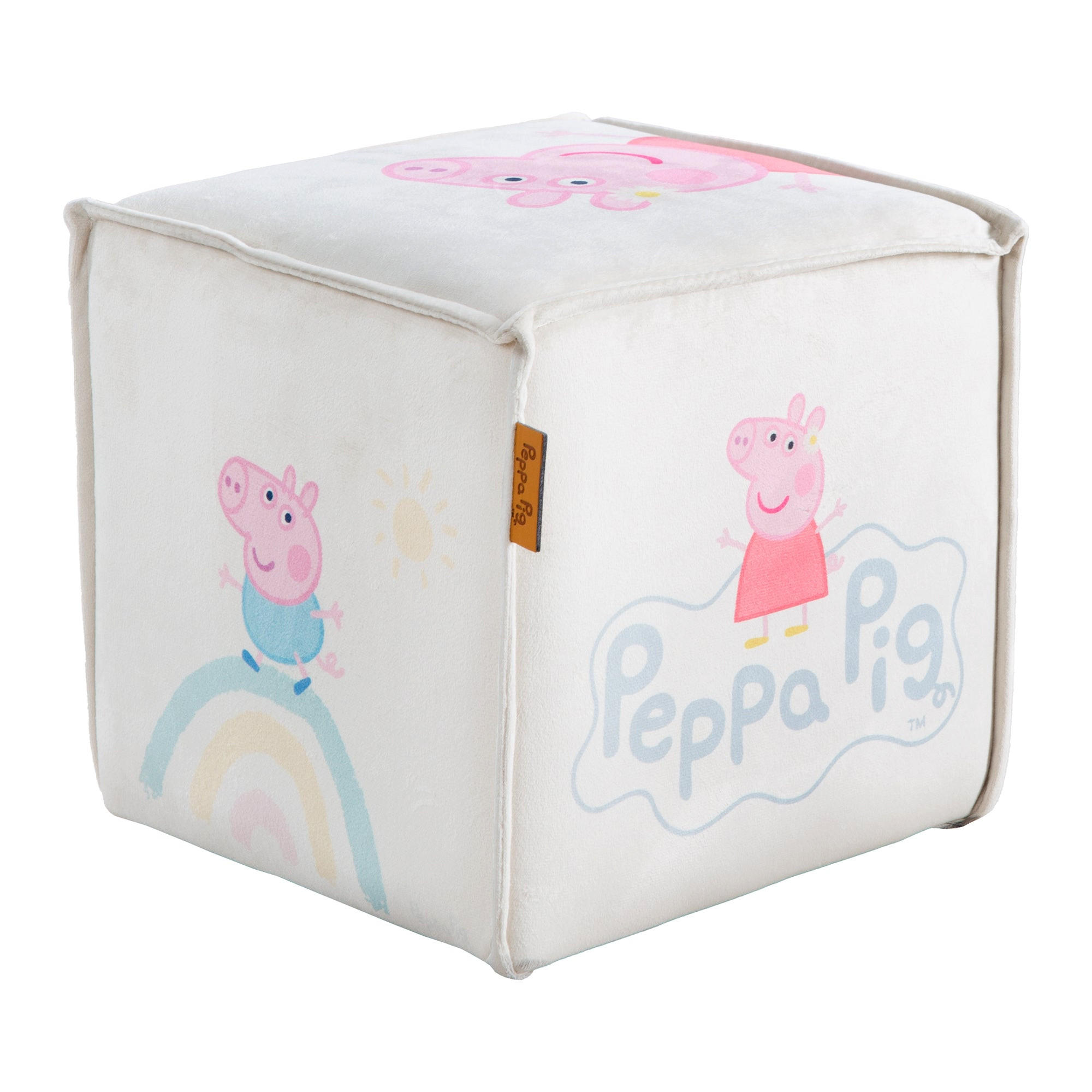 KINDERHOCKER in Würfelform Peppa Pig - Beige, Holzwerkstoff/Textil (27/25/27cm) - Roba