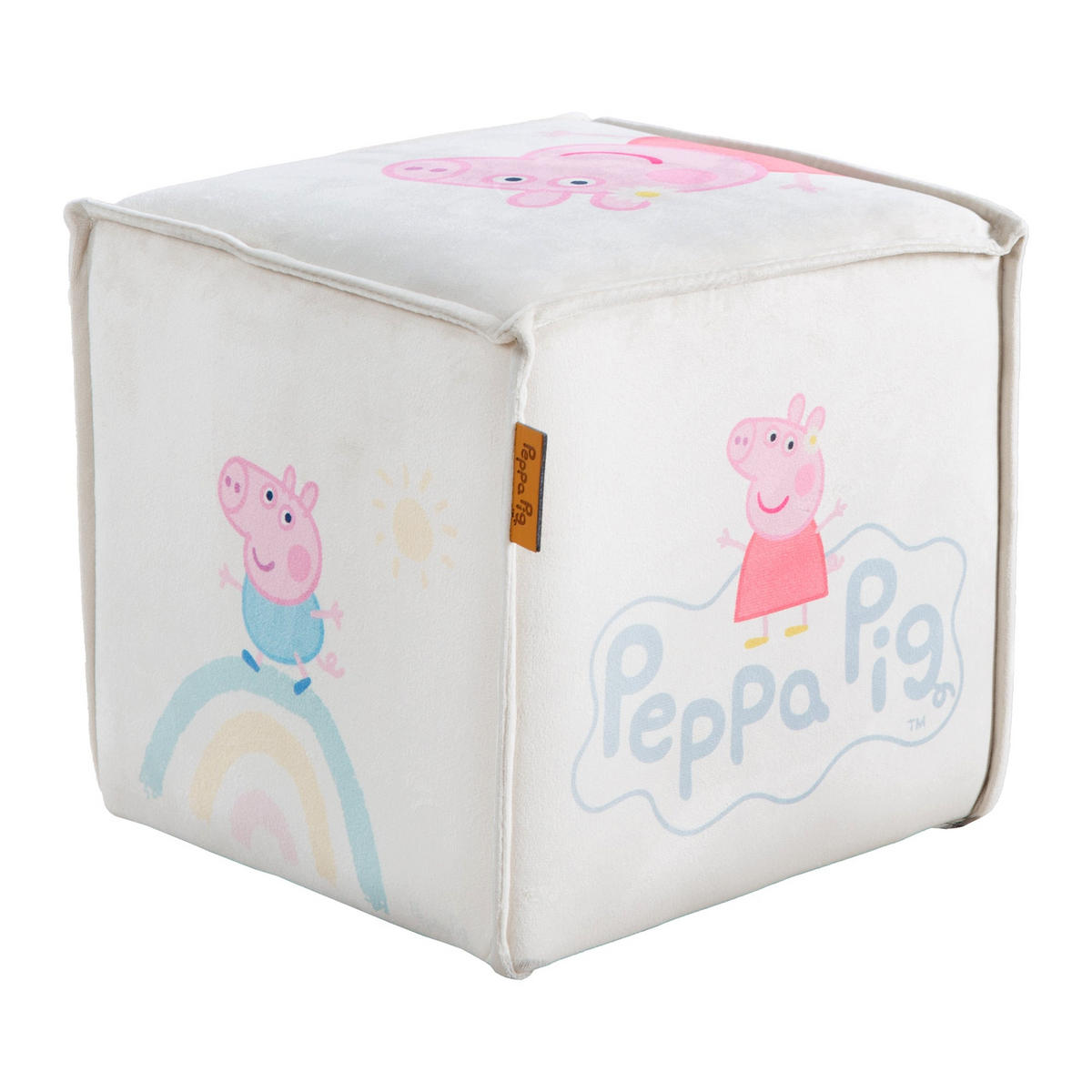 KINDERHOCKER in Würfelform Peppa Pig - Beige, Holzwerkstoff/Textil (27/25/27cm) - Roba