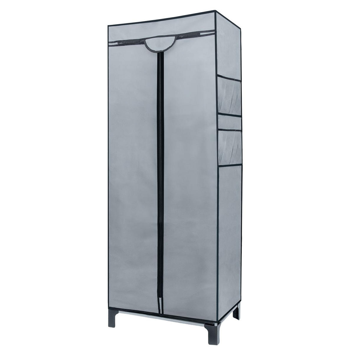 FALTSCHRANK 68 x 45 x 175 cm mit Kleiderstange - Grau, Metall (45/175/68cm) - Intirilife