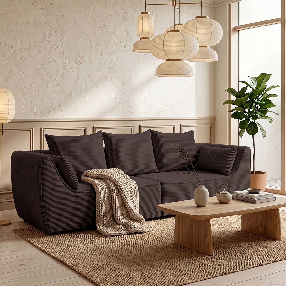 SOFA GRABO mit Schlaffunktion, Braun - Braun, Textil (260/75/145cm) - Fedve