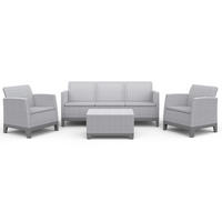 GARTENSET Norrin aus Polypropylen, 3-Sitzer-Sofa, 2 Sessel und Tisch, für 5 Personen, Grau - Grau, Kunststoff - Beautysofa