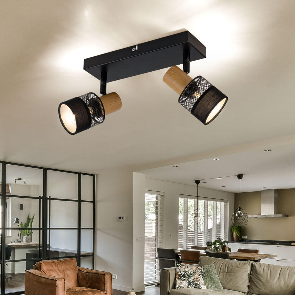 LED DECKENLEUCHTE Holzoptik Braun - Schwarz, Holz (38.5/8/17cm)