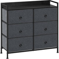 KOMMODE mit 6 Schubladen, Industrial Stil, Dunkelgrau - Dunkelgrau/Schwarz, Holzwerkstoff/Kunststoff (80/78/29cm) - Woltu