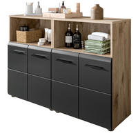 MIDISCHRANK Set Schwarz matt, Eiche Nox, 2x Badkommode, gesamt 120 x 80 cm - Eichefarben/Schwarz, Holzwerkstoff/Kunststoff (120/80/30cm) - Inn.Furn