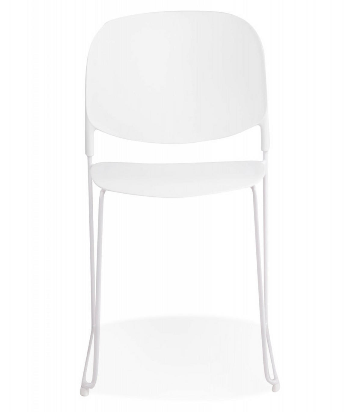 STUHL stapelbar Kunststoffsitz Metallstruktur Schlittengestell, Weiß 52,5x48,5x80 cm - Weiß, Kunststoff/Metall (53/80/49cm) - KADIMA DESIGN