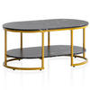 COUCHTISCH mit Marmor Optik, rechteckig, Ablage, goldenes Metallgestell, Schwarz 100x60x45 cm - Goldfarben/Schwarz, Holzwerkstoff/Metall (60/100/45cm) - KADIMA DESIGN