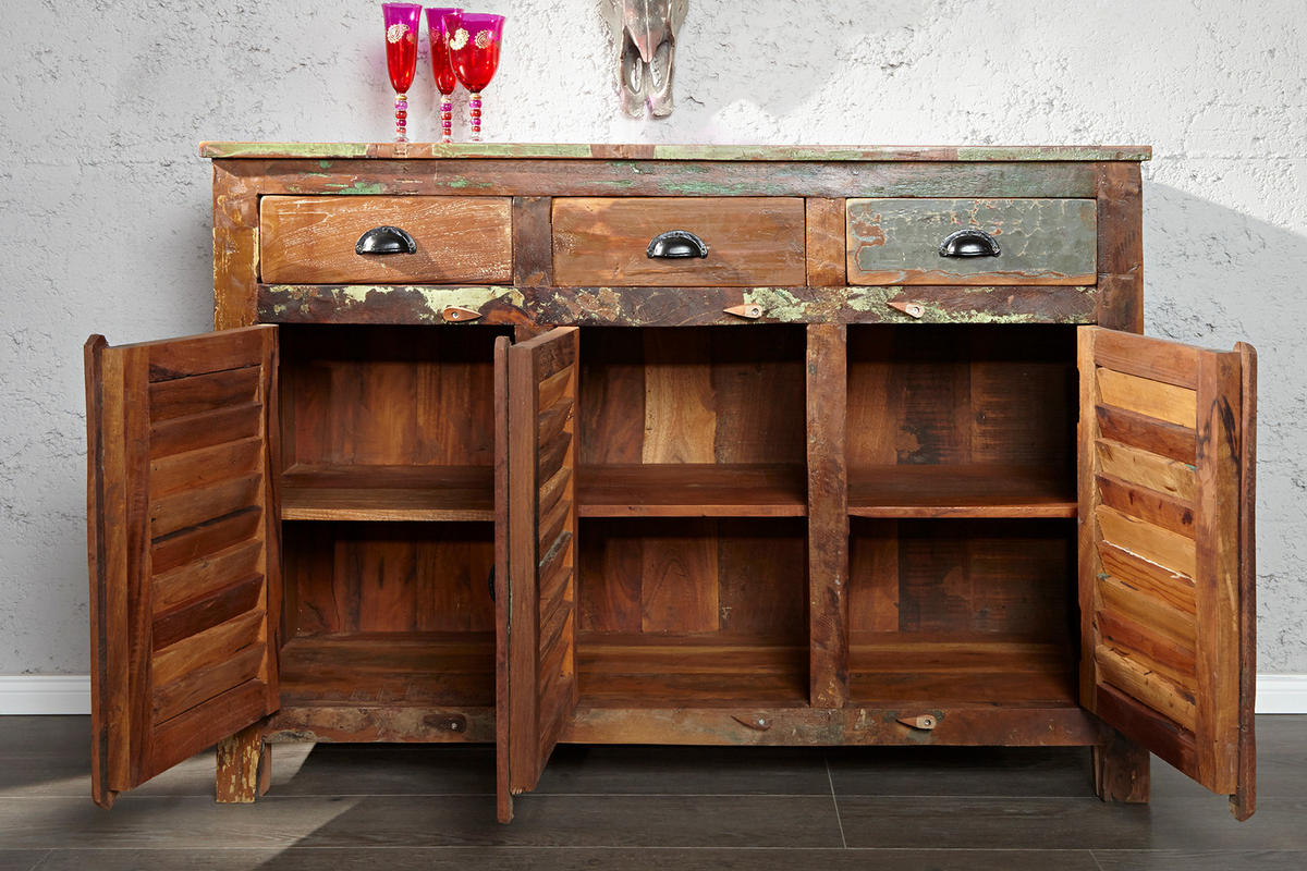 SIDEBOARD JAKARTA Recycelt Natur 125 cm - Multicolor, Holz (125/90/40cm) - riess-ambiente