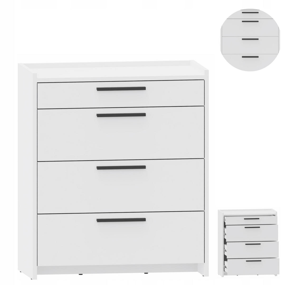 KOMMODE ALTIVO 3SW1SN Weiß 68,8/35,9/80,6 cm - Weiß, Holzwerkstoff (68.8/80.6/35.9cm) - Matkam Möbel