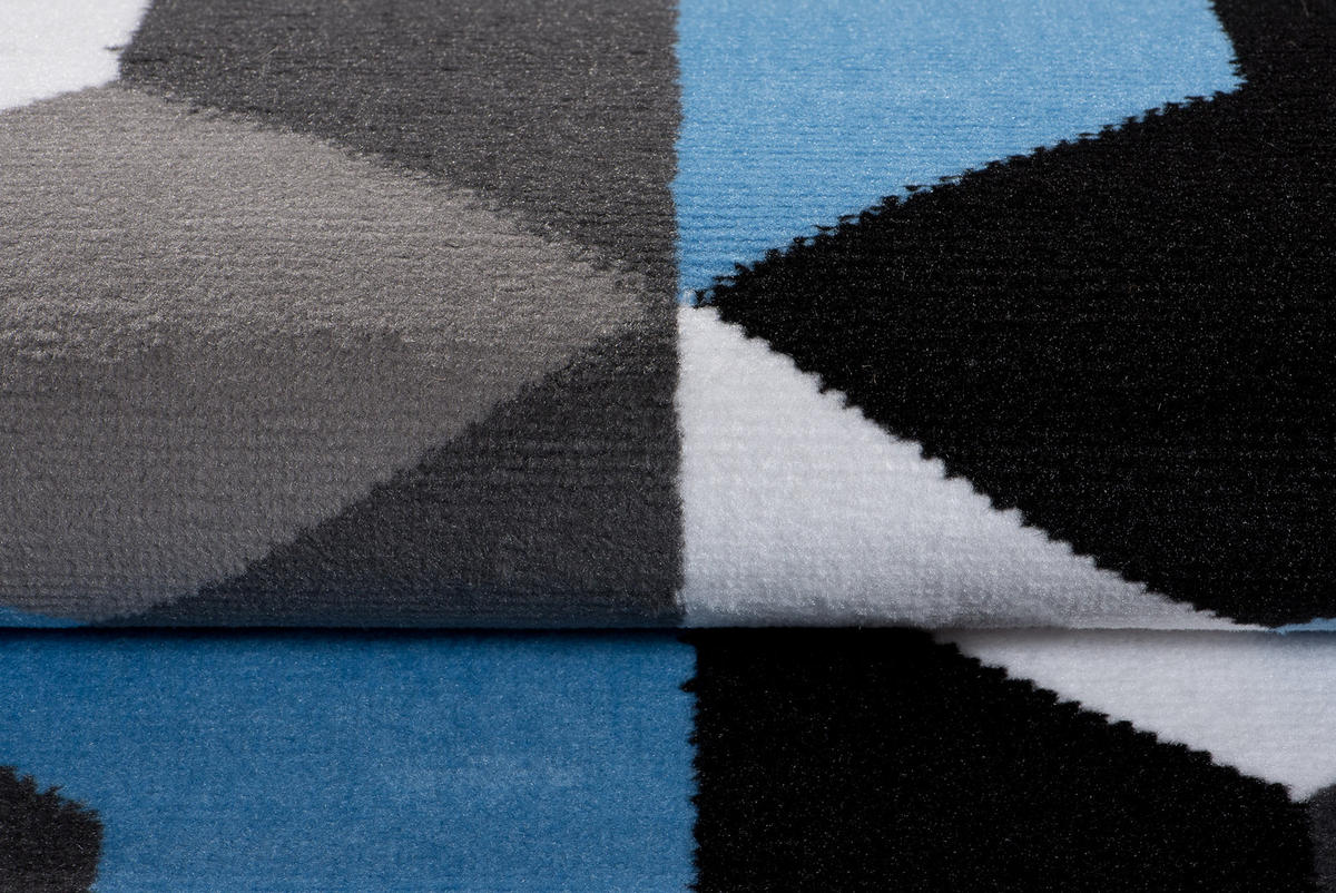 TEPPICH MAYA Blau Geometrisch Gitter Figuren 140/200 cm - Blau, Textil (140/200cm) - Tapiso