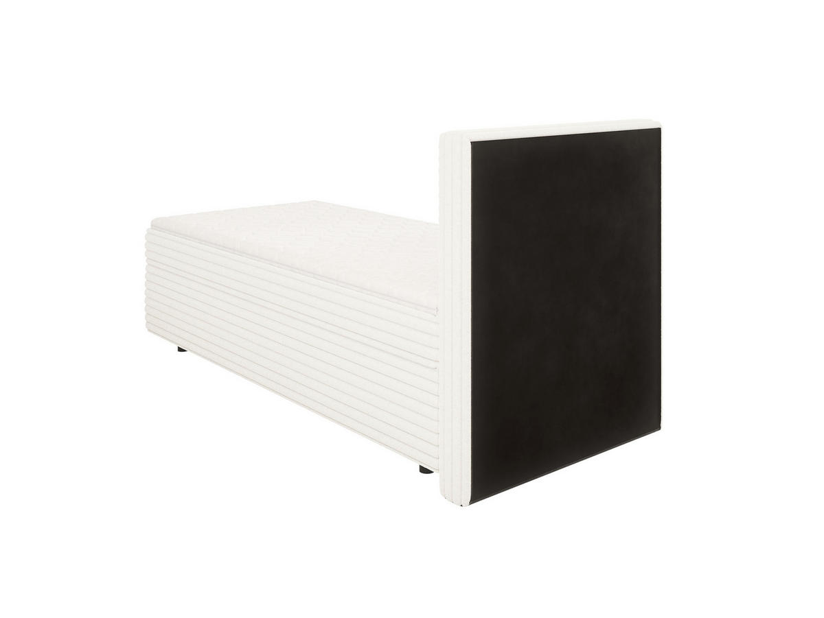 BOXBETT Roma 90/200 cm Hellbeige Plüschcord - Beige/Schwarz, Holz/Kunststoff (90/200cm) - S-Style Möbel