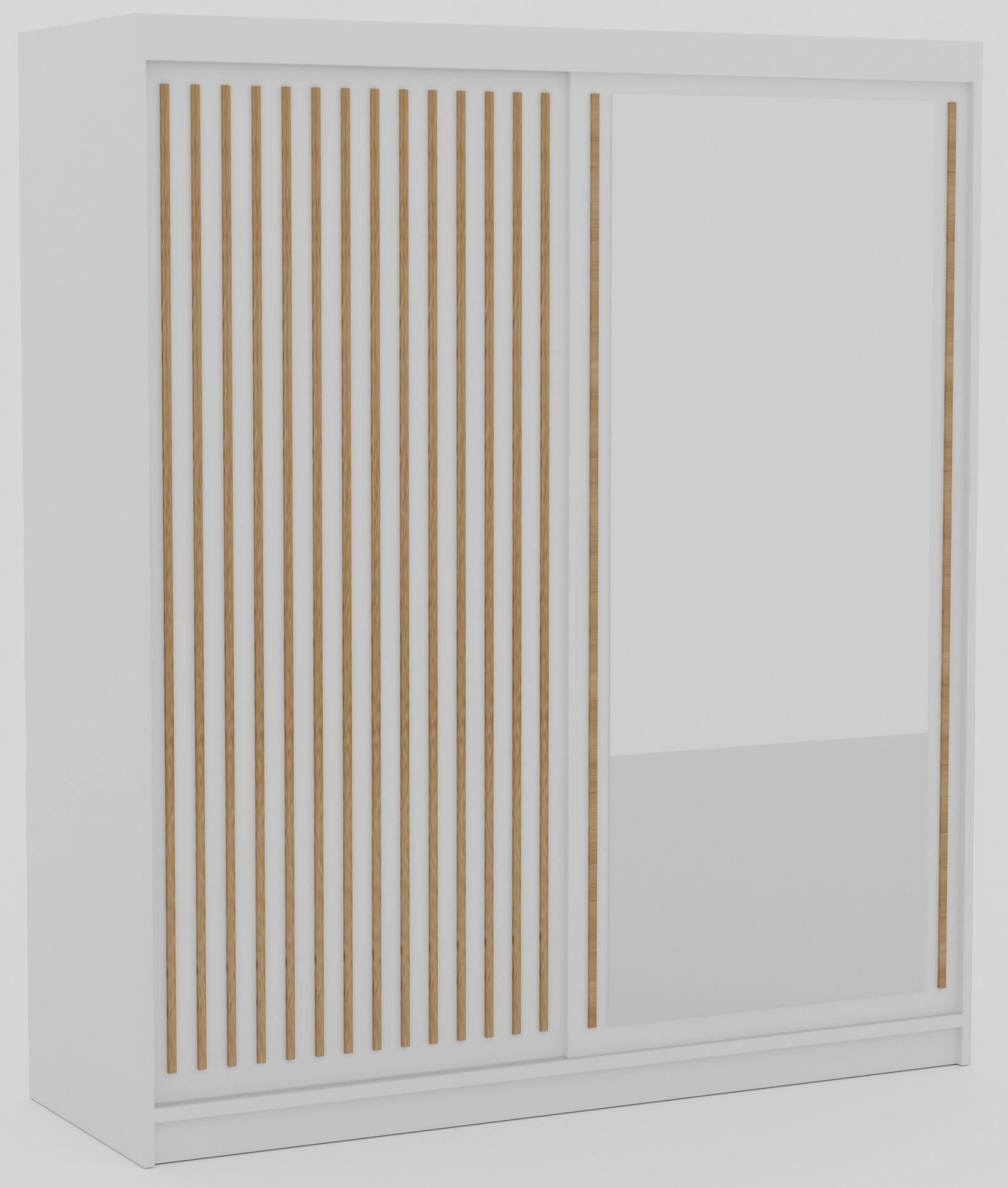 SCHIEBETÜRENSCHRANK Orvena 180 mit Spiegel – Weiß - Weiß, Holzwerkstoff (180/205/60cm) - Möblo