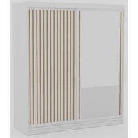 SCHIEBETÜRENSCHRANK Orvena 180 mit Spiegel – Weiß - Weiß, Holzwerkstoff (180/205/60cm) - Möblo
