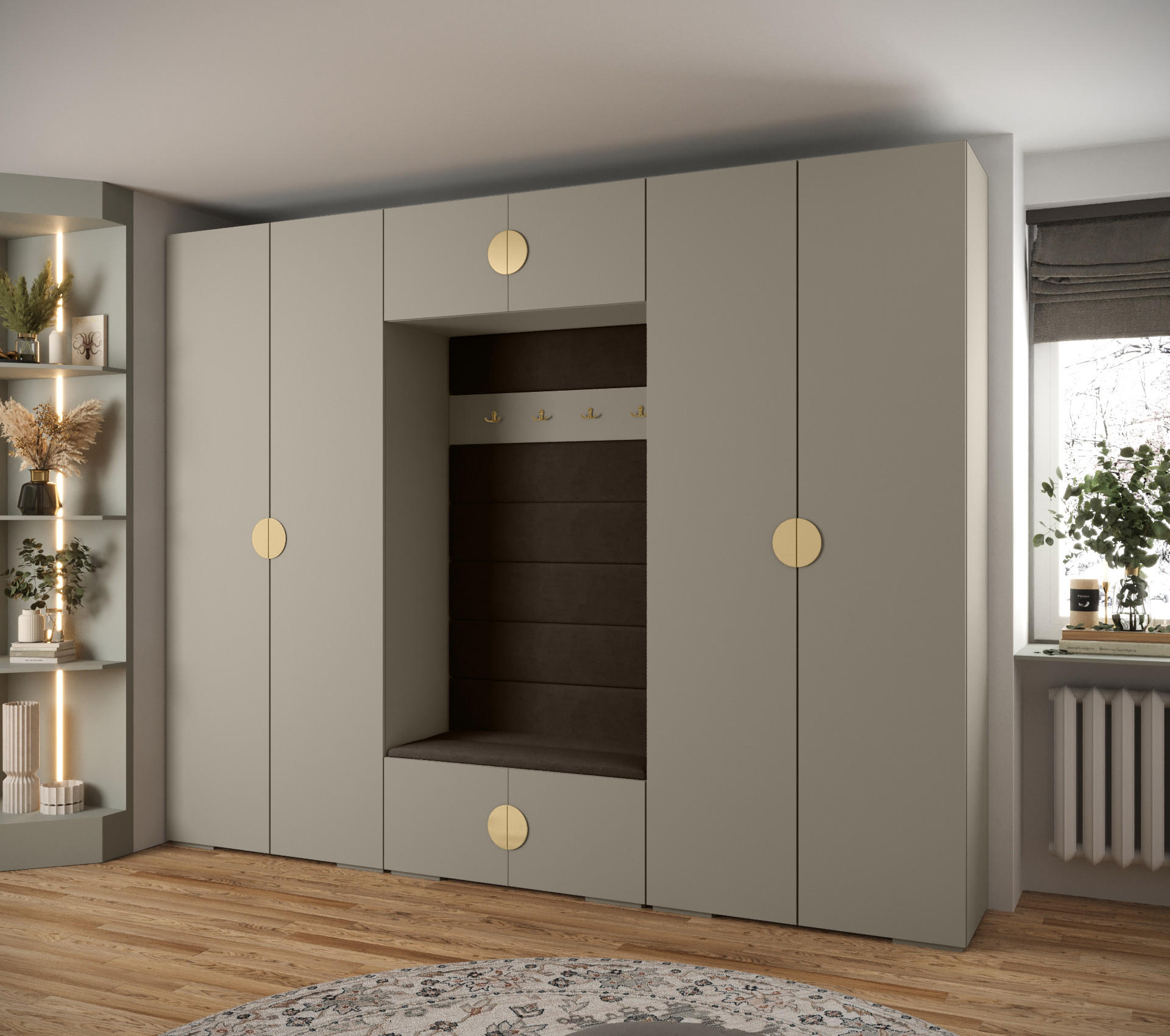 GARDEROBEN-SET 236,7/300/47 - Kaschmir/Goldfarben, Holz/Kunststoff (300/236.7/47cm) - Abiks Möbel