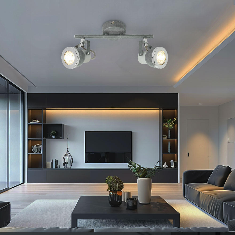 LED DECKENLEUCHTE Steingrau Chrom - Grau, Metall (26/8/18.5cm) - Globo Lighting