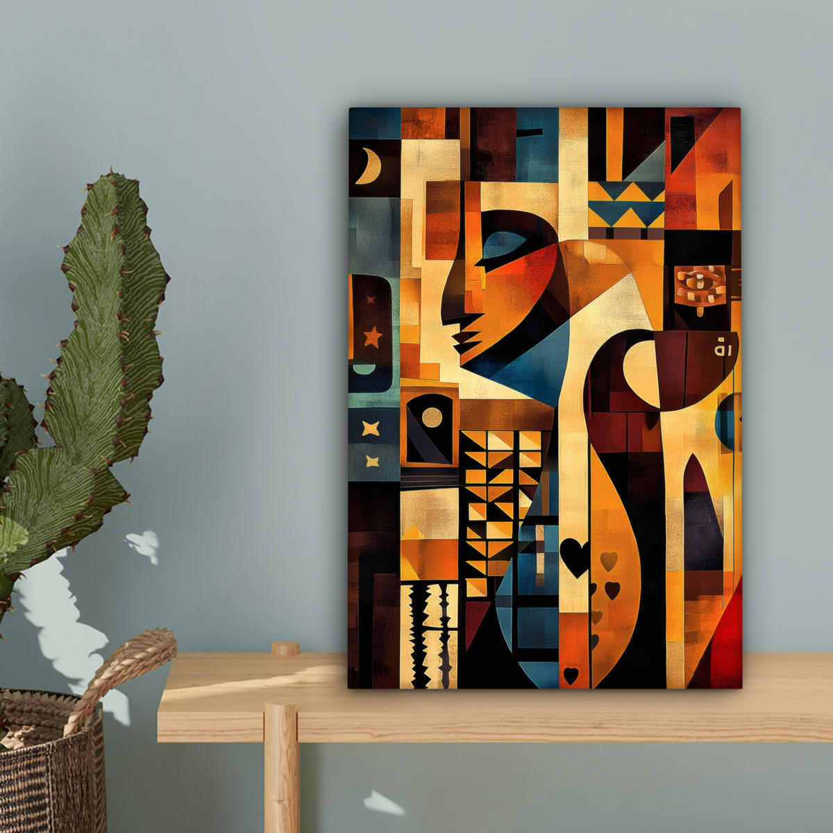 LEINWANDBILD Figuren - Abstrakt - Symbole 20x30 cm - Terracotta, Textil (20/30cm) - MuchoWow