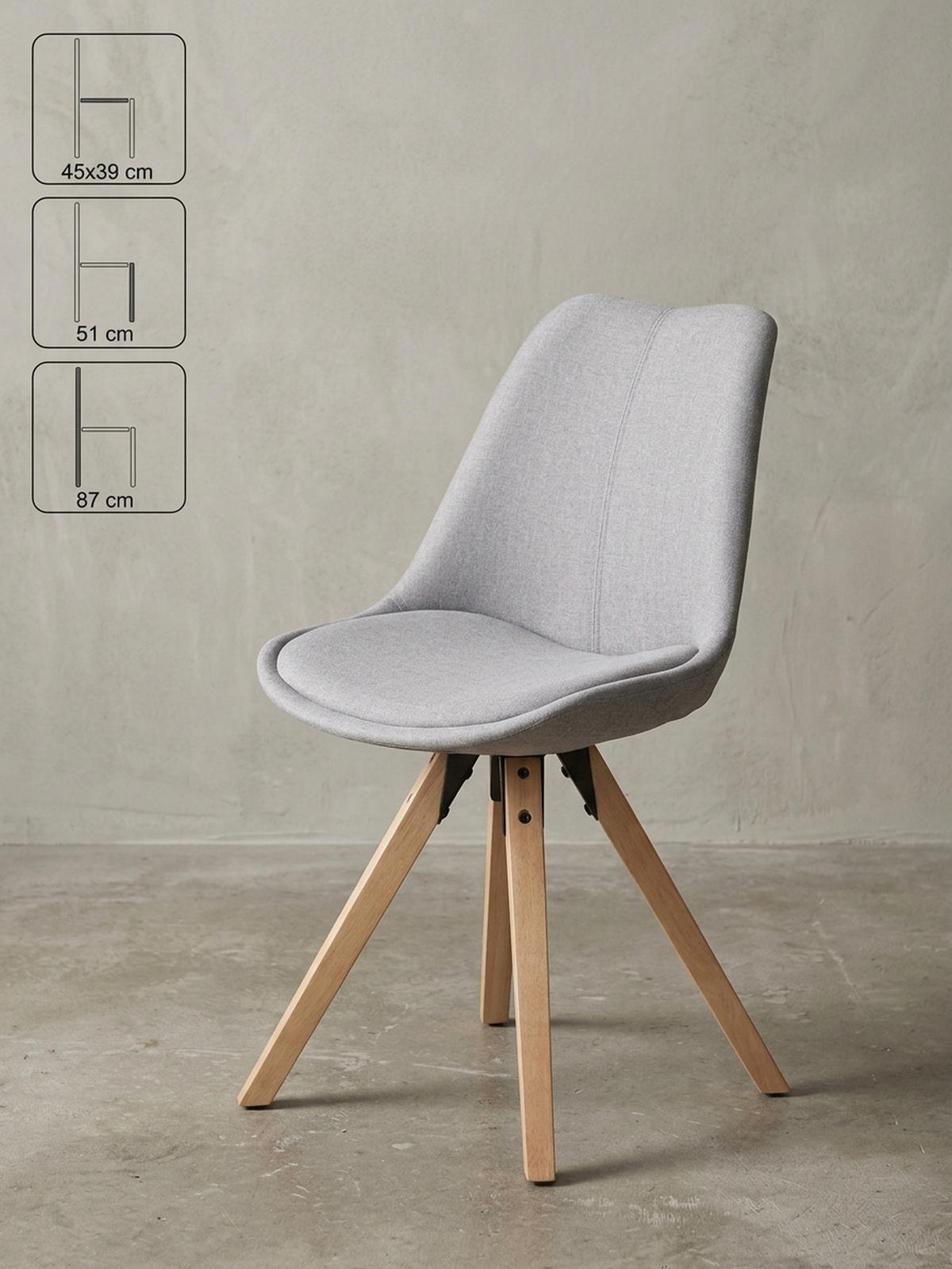 ESSZIMMERSTUHL 2er Set Stoffbezug mit Holzgestell Skandinavisch gepolstert, Grau 49x52x87 cm - Beige/Grau, Holz/Textil (49/87/52cm) - KADIMA DESIGN