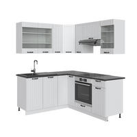 ECKKÜCHE Fame-Line Weiß Landhaus/Weiß 160 x 60 cm ohne AP - Creme/Weiß, Holzwerkstoff (190/81.6/46cm) - Vicco