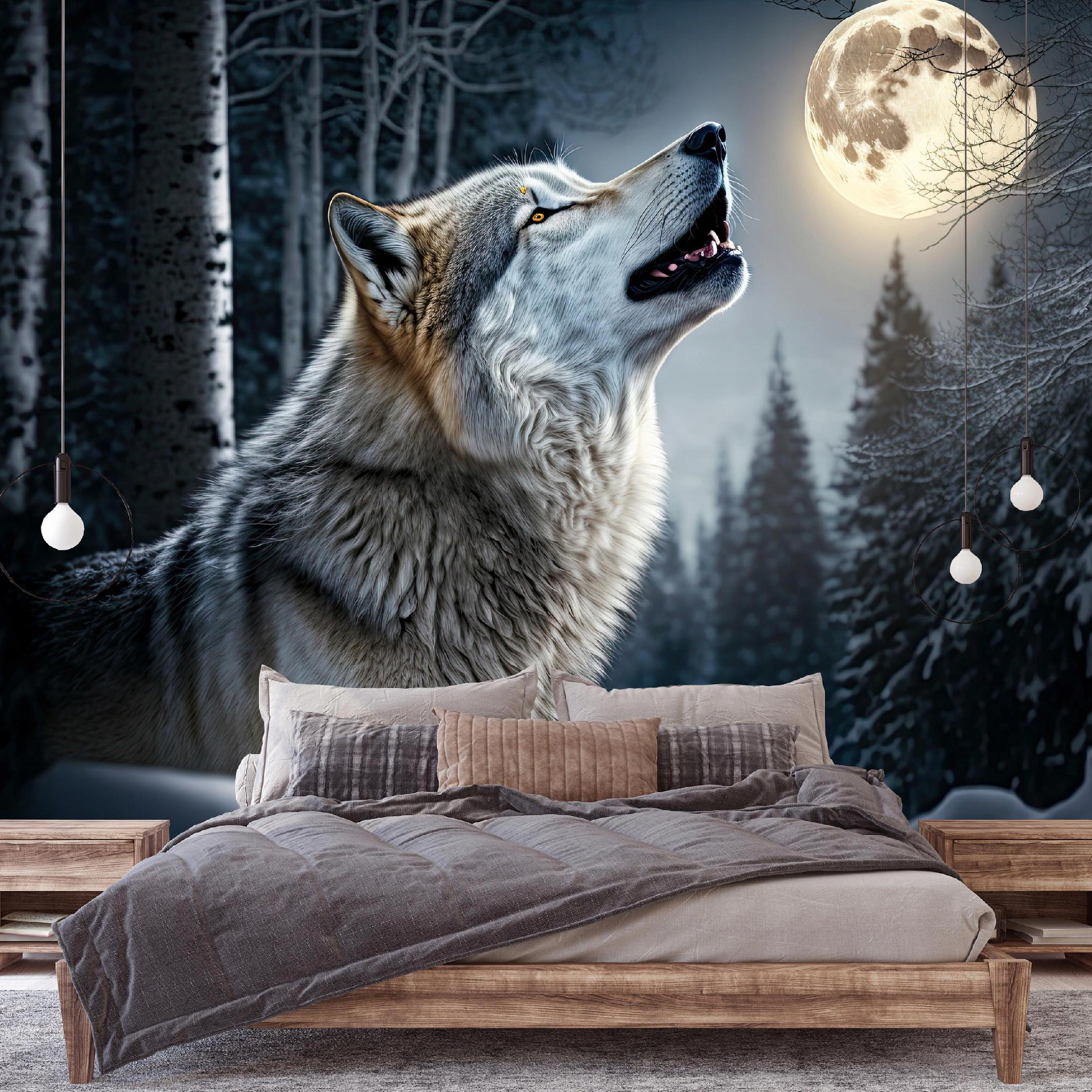 FOTOTAPETE Wolf Wald Tiere 400x280 - Multicolor, Papier (400/280cm) - Wallarena