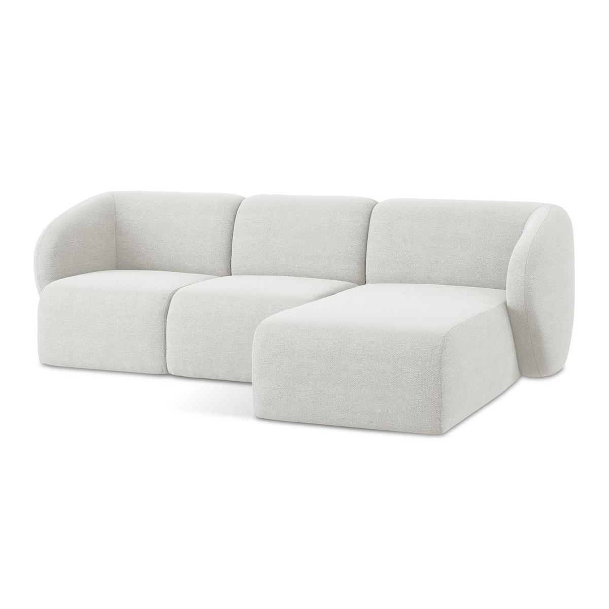 ECKSOFA Rechts Bouclé Stoff Weiß - Schwarz/Weiß, Holzwerkstoff/Kunststoff (248/166cm) - LaMiaSofa