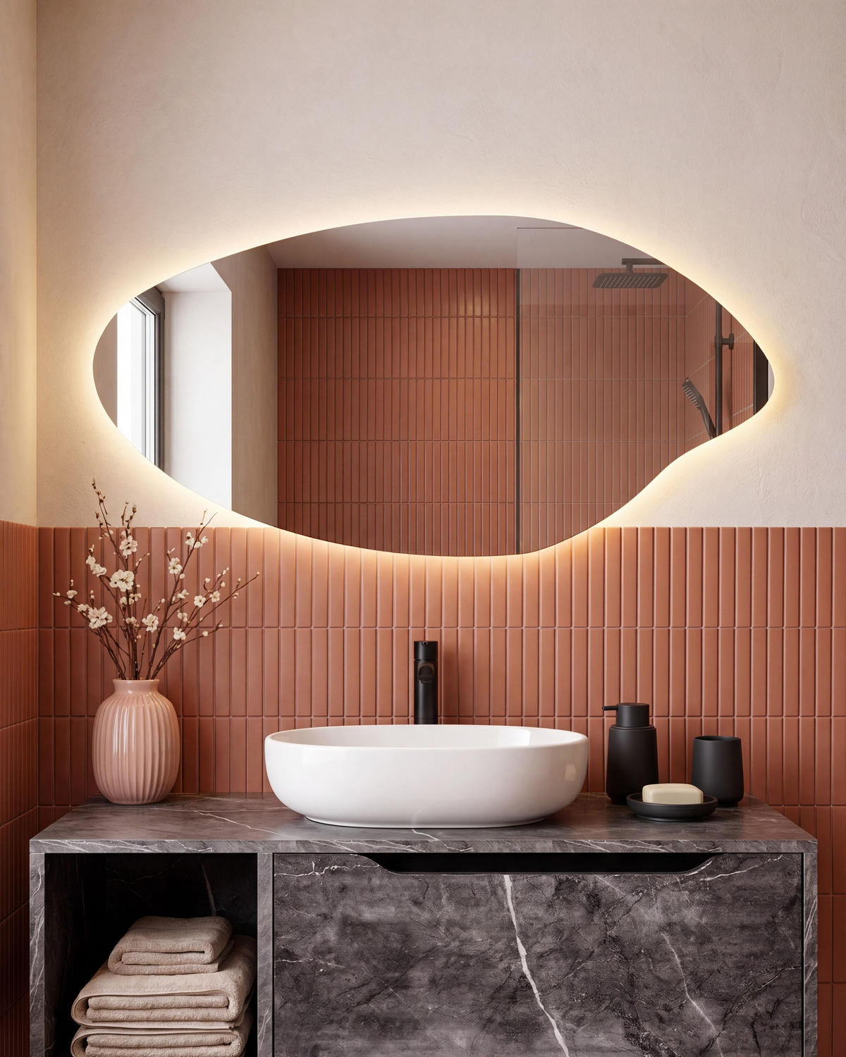 OGLINDĂ DE BAIE CU LED 120/60 cm argintie Sologny - argintiu, sticlă (120/60/3cm) - Beliani