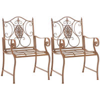 GARTENSTUHL 2er Set Metall Antik Braun - Braun, Metall (62/94/53cm) - CLP