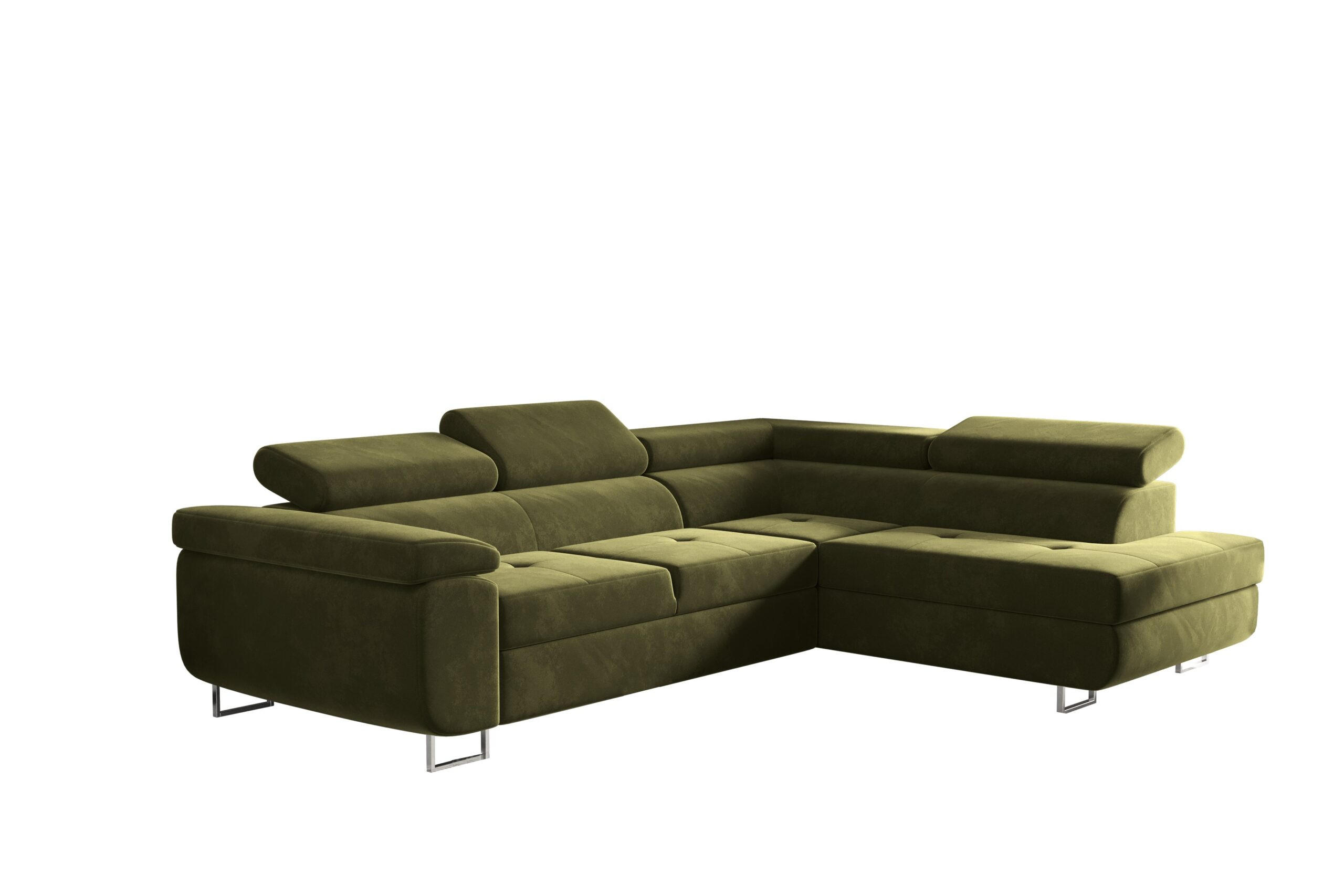 ECKSOFA mit Schlaffunktion und Bettkasten ATOM Olive Rechts - Olivgrün, Holz/Textil (275/202cm) - Kaiser Möbel