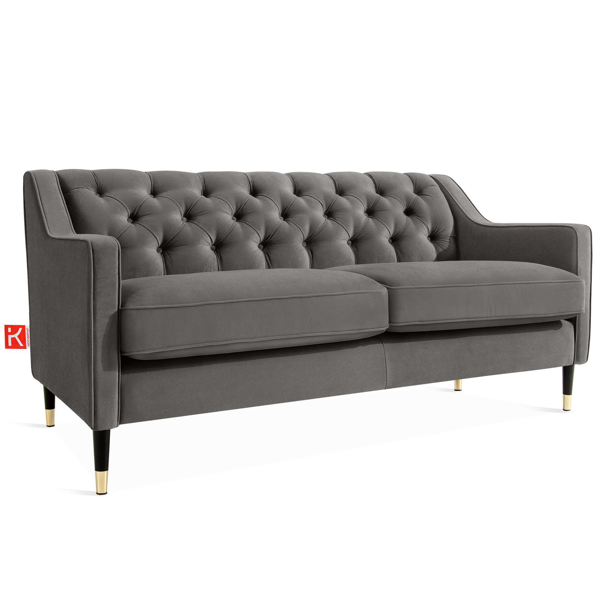 2-SITZER-SOFA NOMUS gesteppt, Grau - Wengefarben/Grau, Holzwerkstoff (170/78/80cm) - KONSIMO®