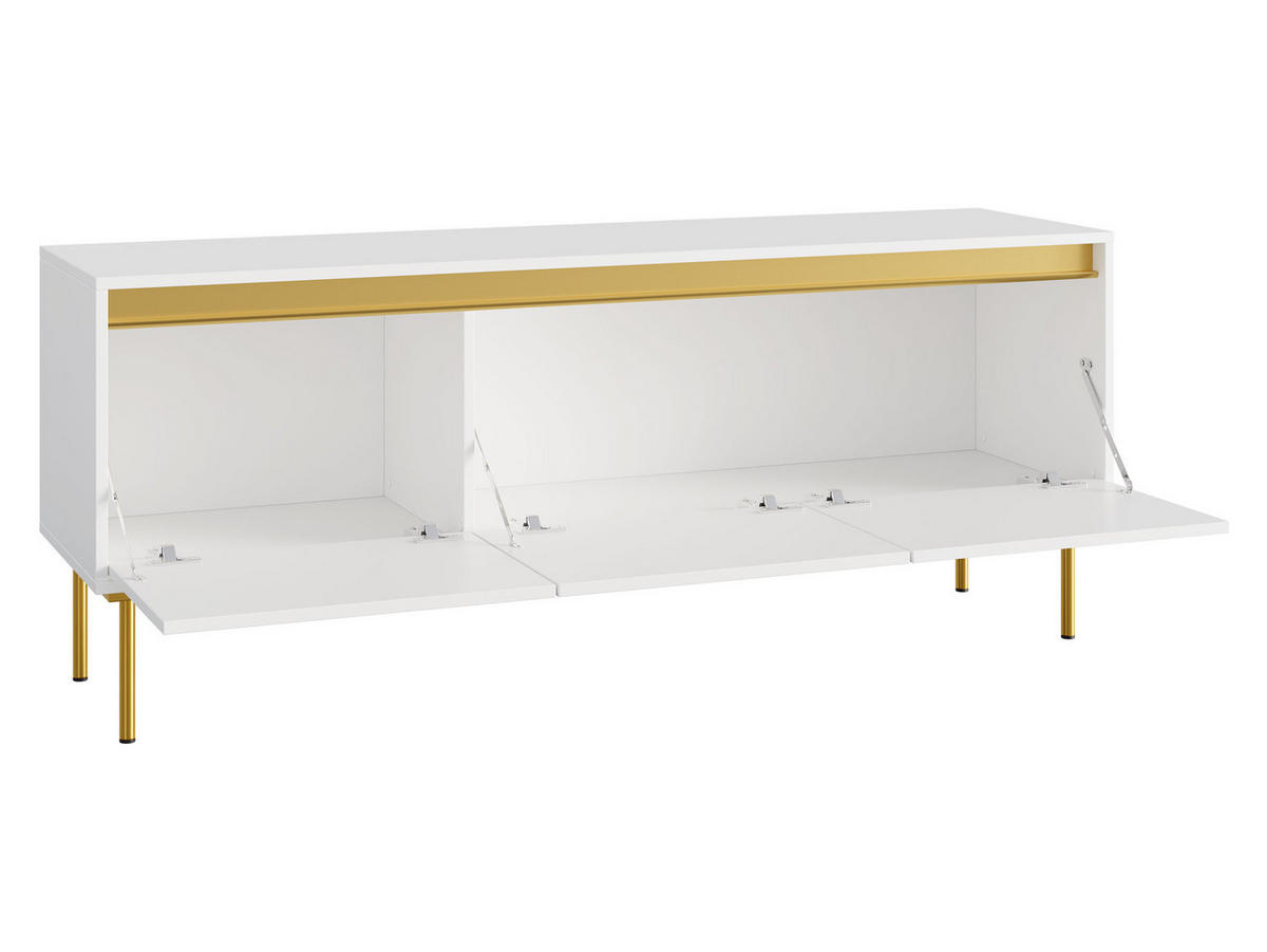 TV-LOWBOARD Carmesi 3D - Goldfarben/Weiß, Holzwerkstoff/Metall (150/60/40cm) - MIRJAN24