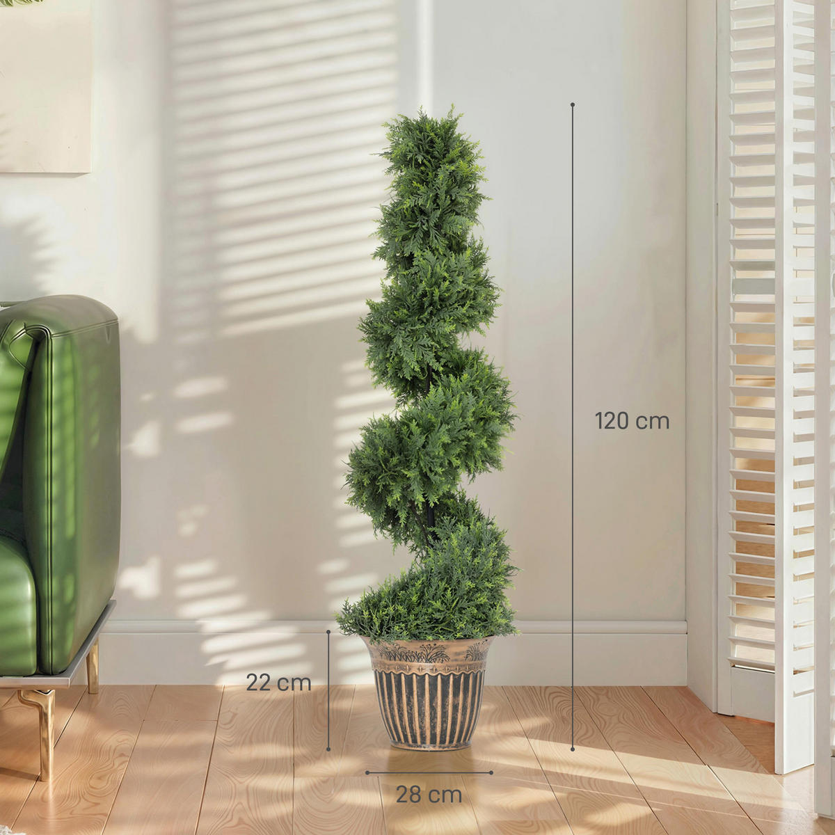 KÜNSTLICHE Pflanzen 2er-Set, UV-beständige 120 cm Kunstpflanze im Blumentopf - Grün, Kunststoff (120cm) - HOMCOM