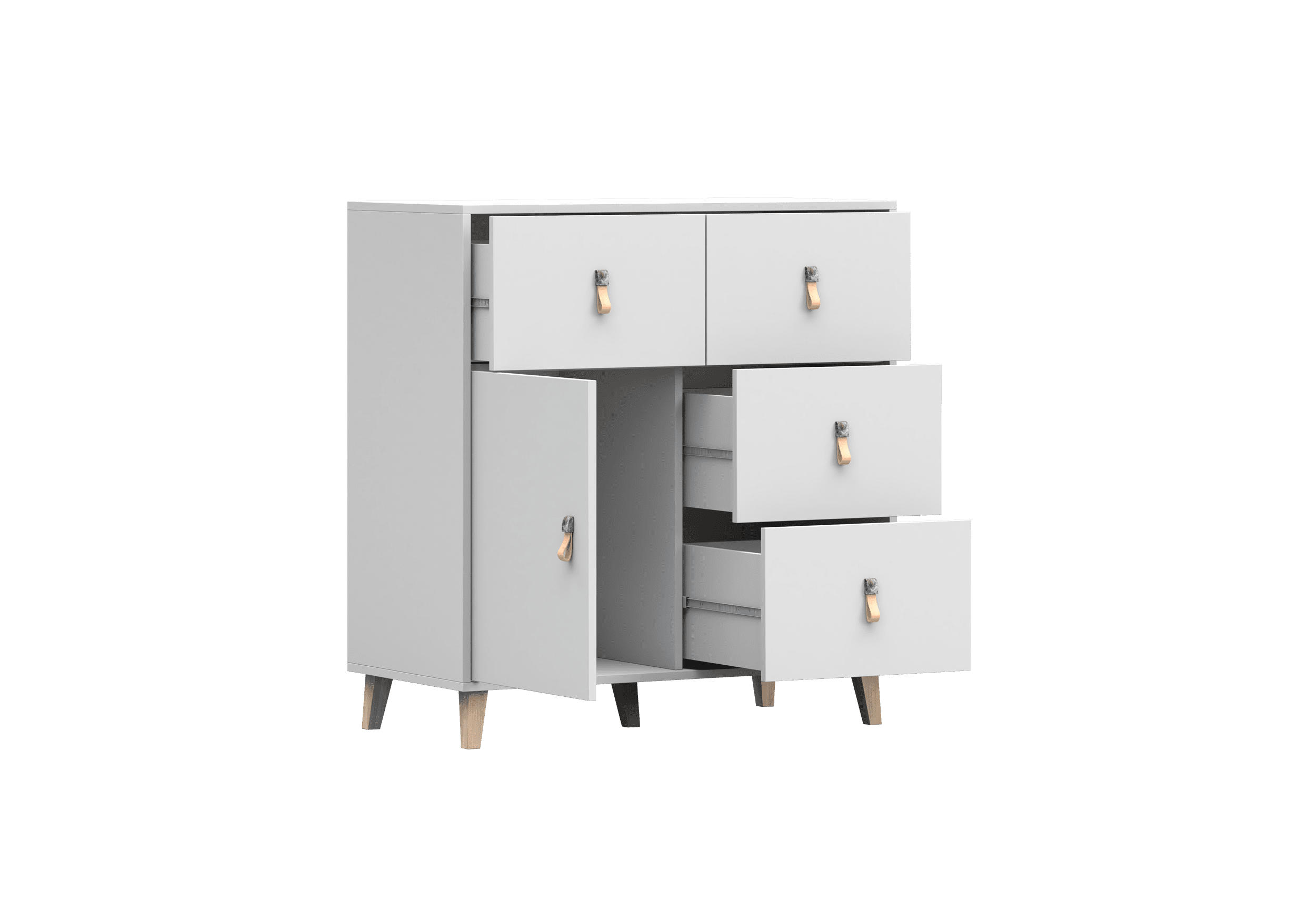 KOMMODE - FAGO 4S1D - Weiß, Holzwerkstoff (90/97/45cm) - Möblo