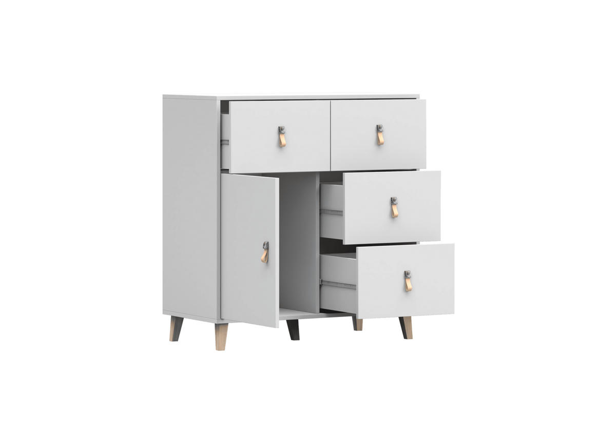 KOMMODE - FAGO 4S1D - Weiß, Holzwerkstoff (90/97/45cm) - Möblo