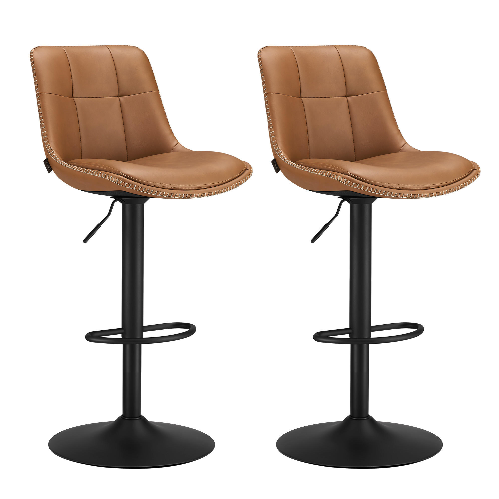 BARHOCKER Megan (2er Set) - Braun, Leder (48/112/43cm) - VASAGLE