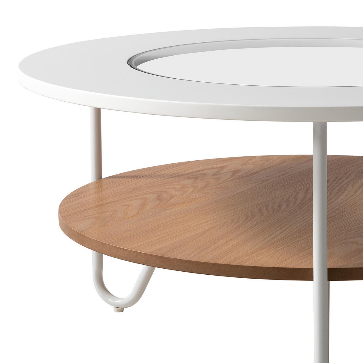 COUCHTISCH - Metall - Weiß / Eiche Dekor - Eichefarben/Weiß, Holzwerkstoff/Metall (80/80/40cm) - home24
