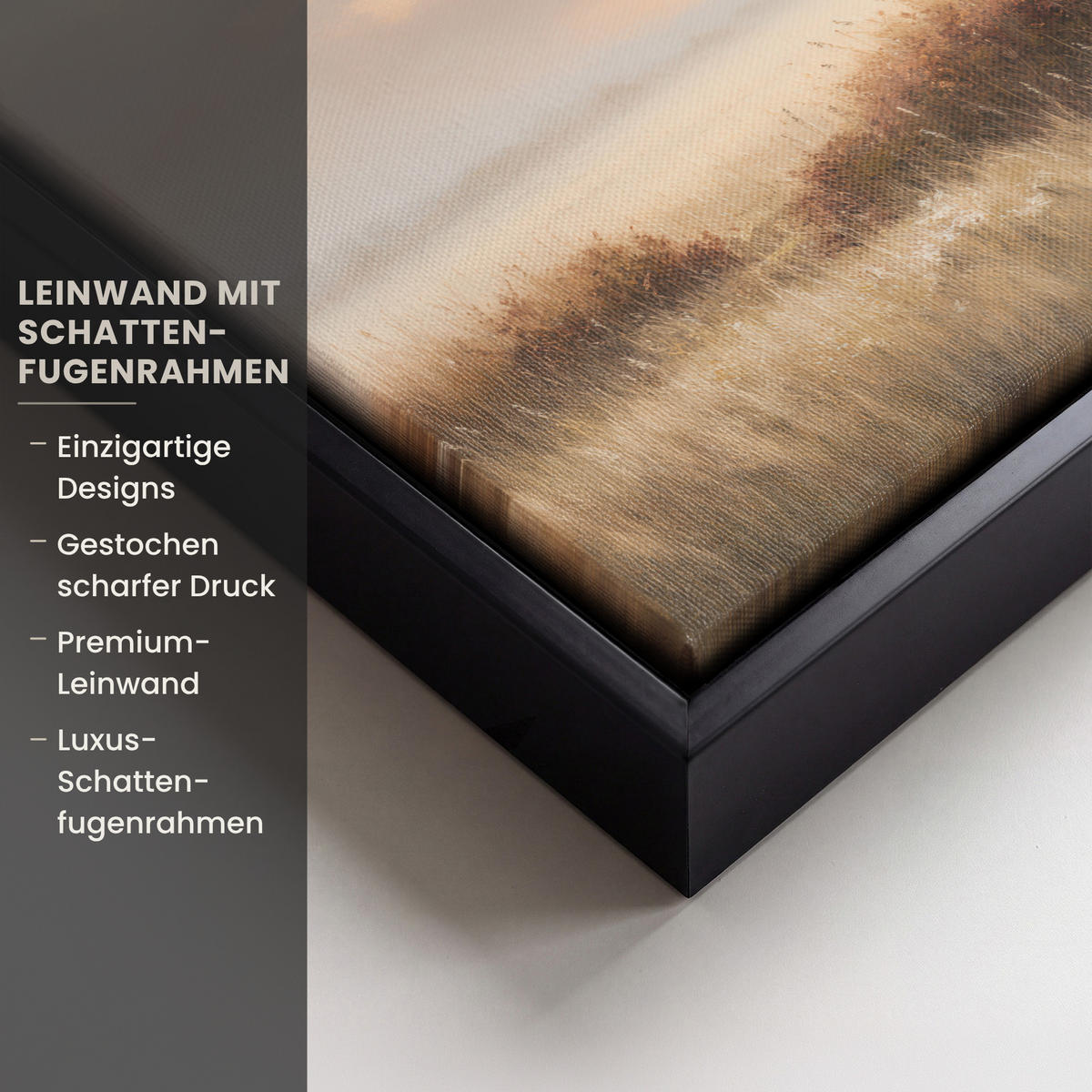 LEINWAND Bilder mit Rahmen - Gras - Morgennebel - Kreuz - Christentum - 20x20 - Beige, Textil (20/20cm) - MuchoWow