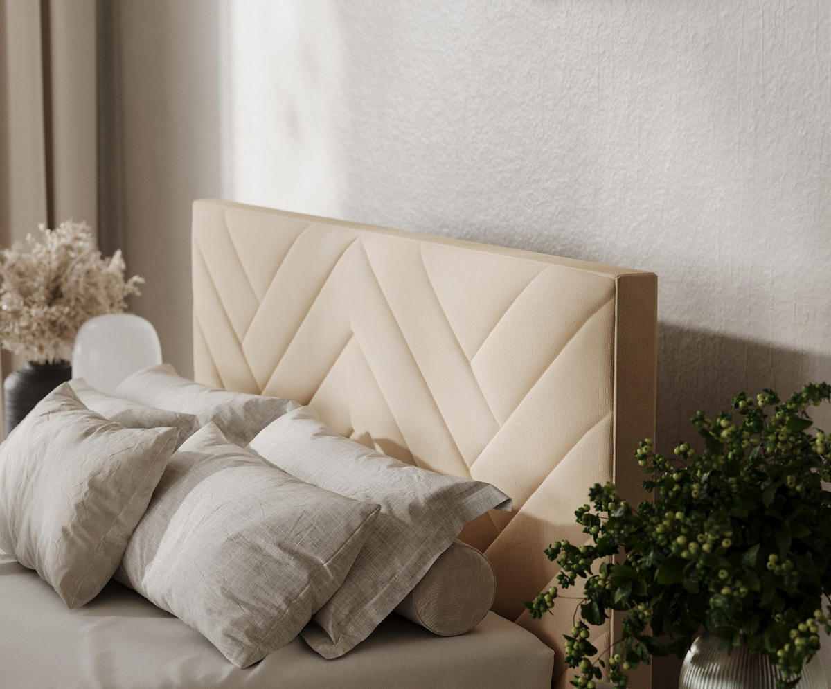 POLSTERBETT Arco 160/200 cm Beige im Kronos Stoff - Beige/Schwarz, Holz/Holzwerkstoff (160/200cm) - AltaBeds