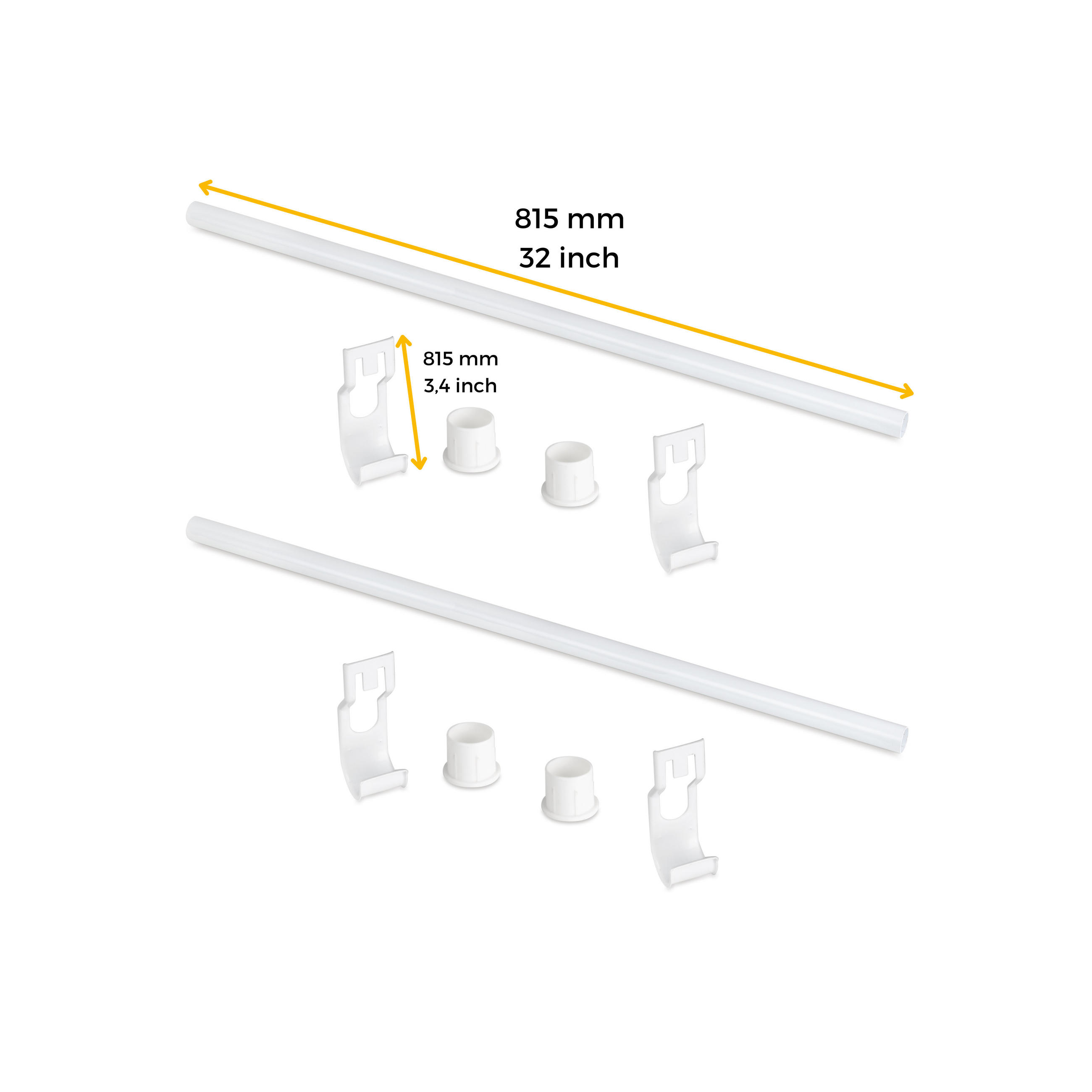 SCHRANKSCHIENEN Jagmet und Zubehör, Länge 815mm, Stahl, Weiß lackiert 2er-set - Weiß, Metall (95cm) - EMUCA