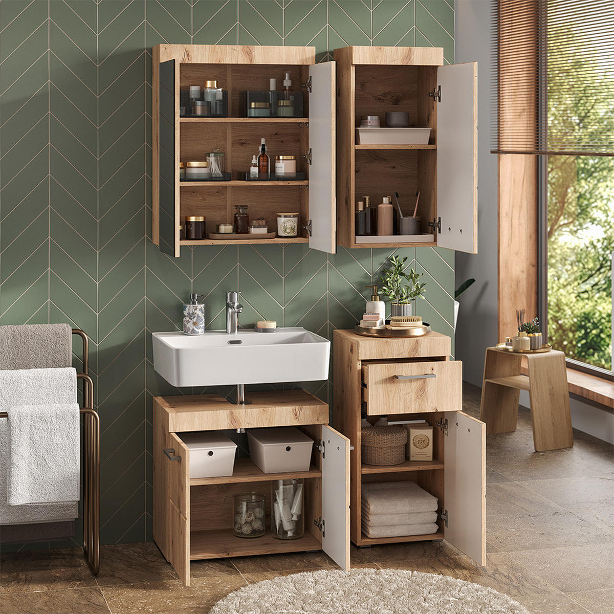 STŘEDNÍ SKŘÍŇKA Luna Dub Wotan - dub Wotan, kompozitní dřevo (37/79/32.6cm) - Vicco