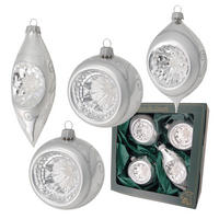 CHRISTBAUMKUGELN Reflexsortiment Silberfarbig 10cm (Glas / 4 Stk.) - Silberfarben, Glas (7/10/7cm) - Krebs Glas Lauscha